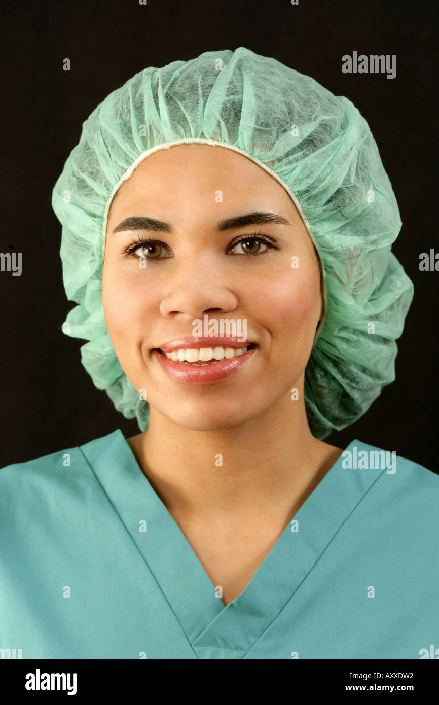 Portrait of a medical tech technologist, nurse or other healthcare worker. Stock Photo