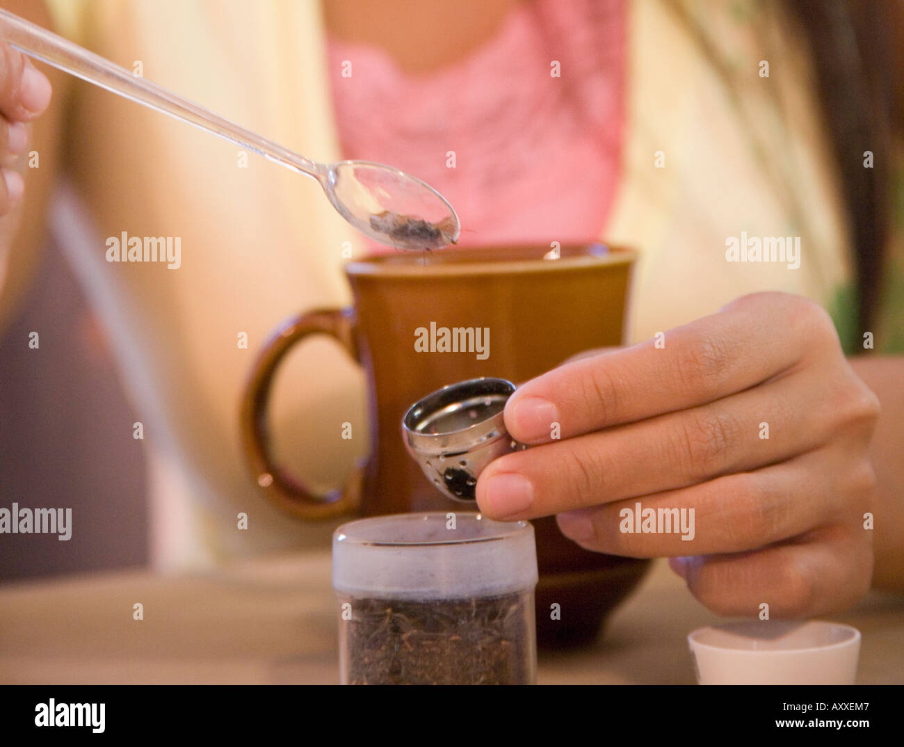 Woman making tea. Stock Photo