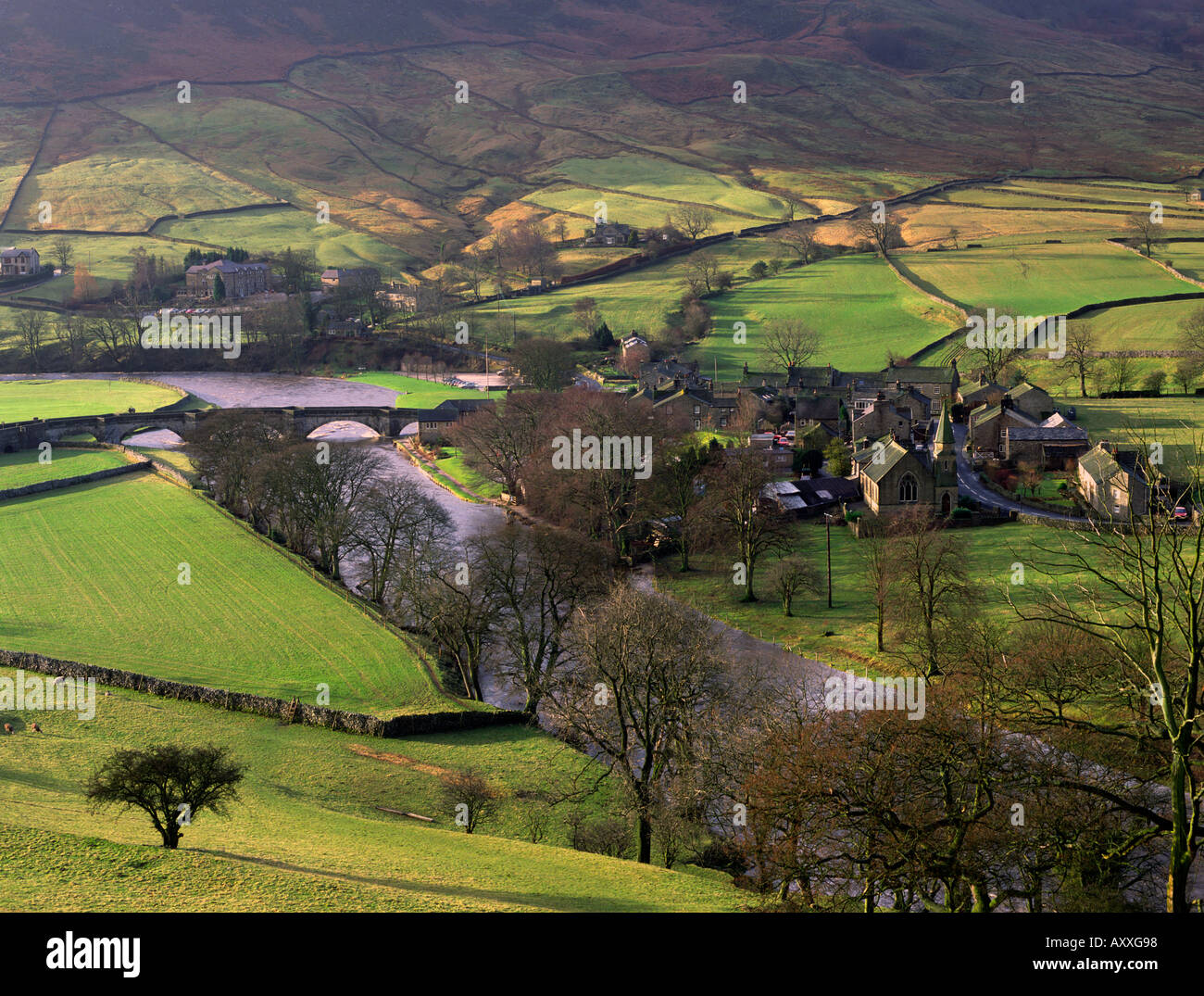 Burnsall on the river Wharfe in the Yorkshire Dales Stock Photo