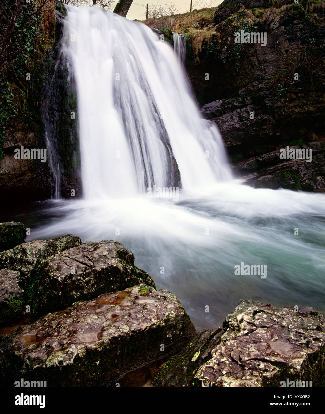 Janets Foss waterfall in the Yorkshire Dales Stock Photo