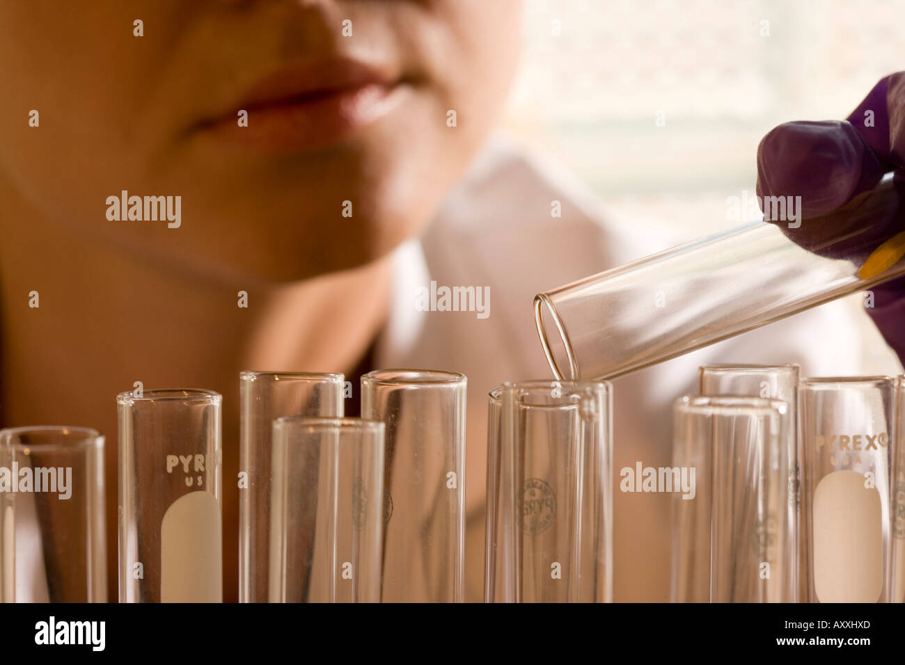 Researcher trying to discover a cure or save the environment. Stock Photo