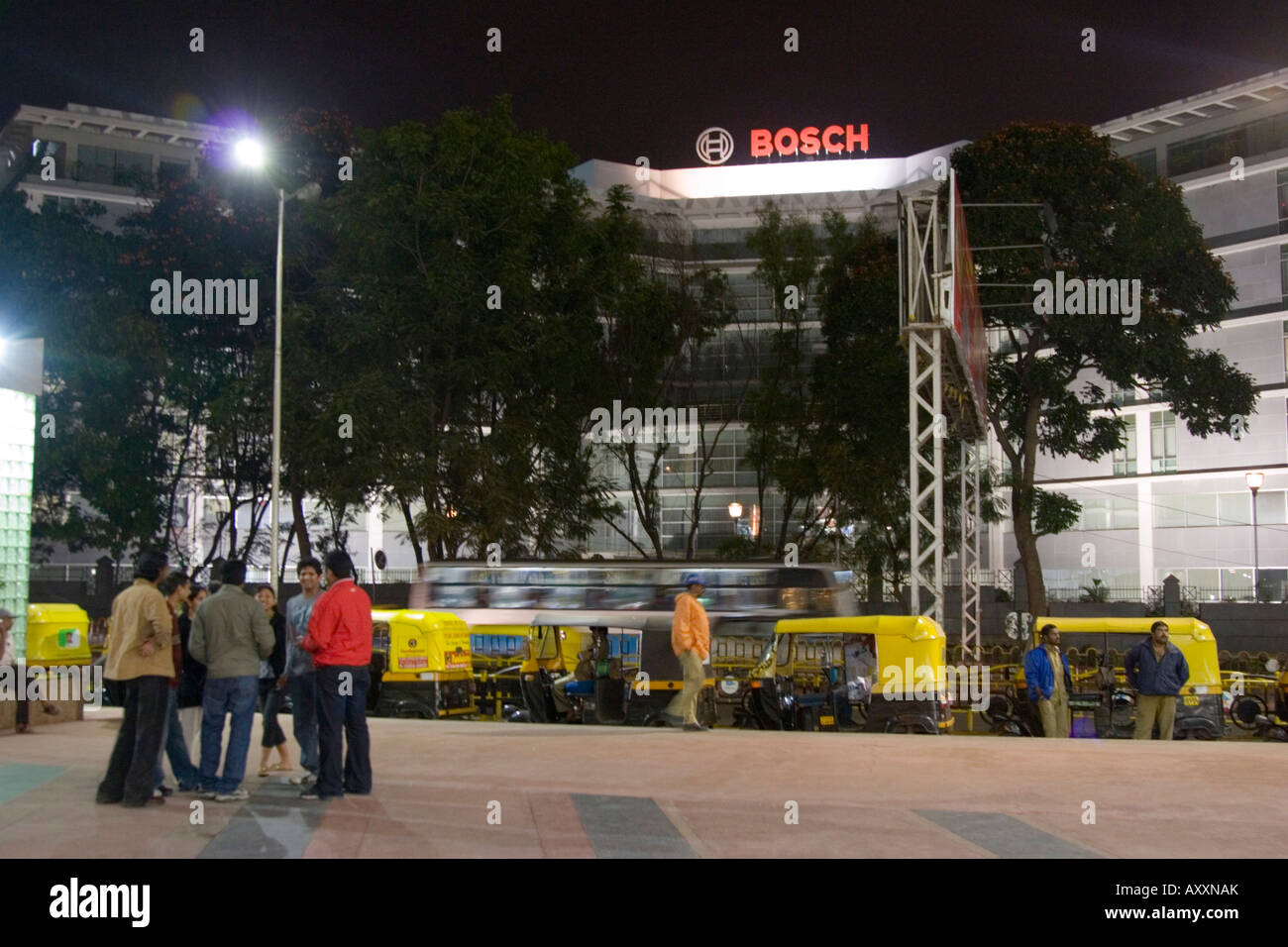 Auto rickshaw queue outside the Forum mall opposite the Bosch building in  Bangalore India Stock Photo - Alamy