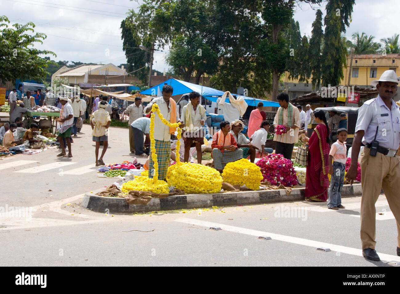 Flower market in Mysore India Stock Photo