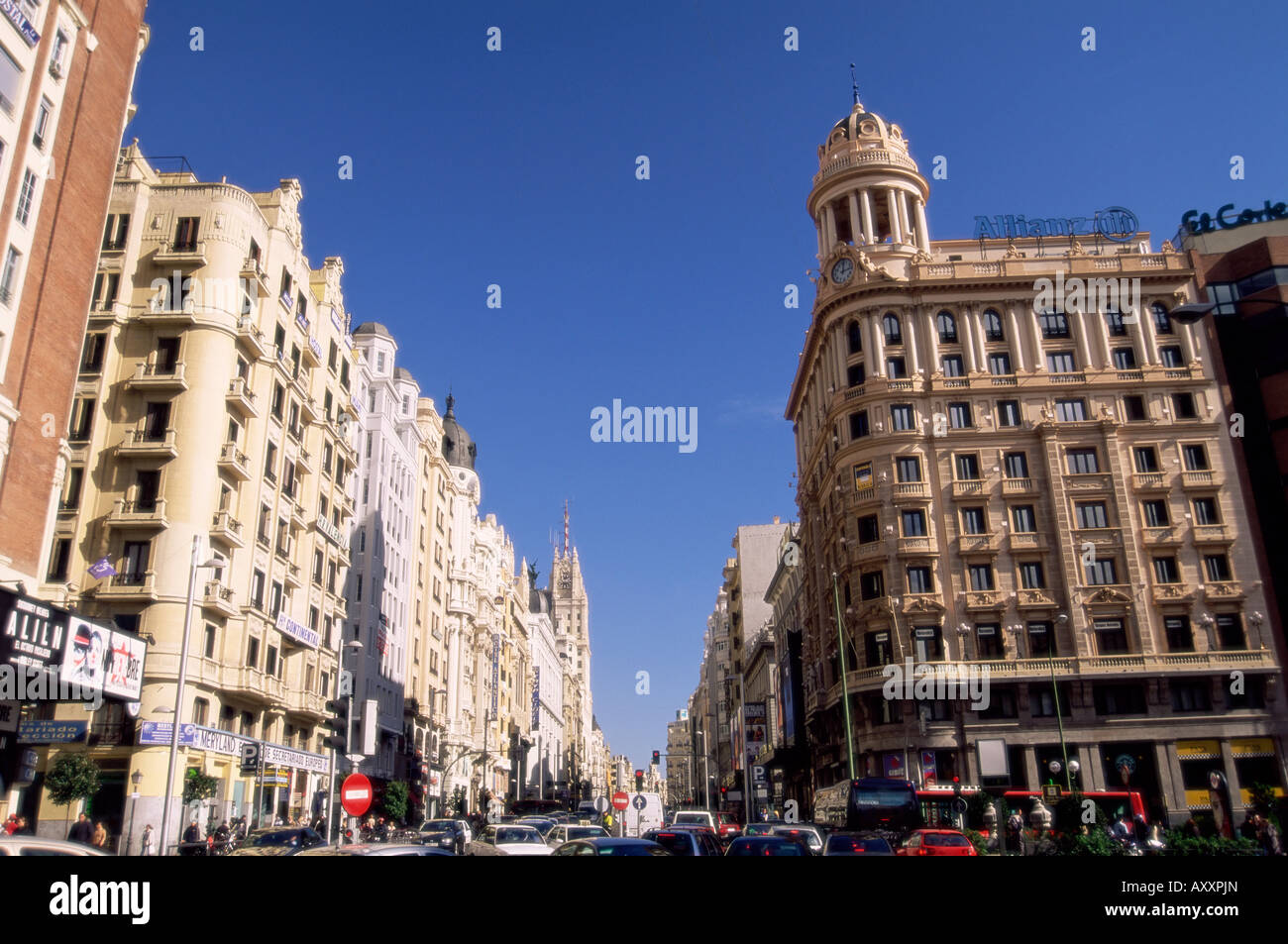 Plaza de Callao (Callao Square), Gran Via avenue, Madrid, Spain, Europe Stock Photo