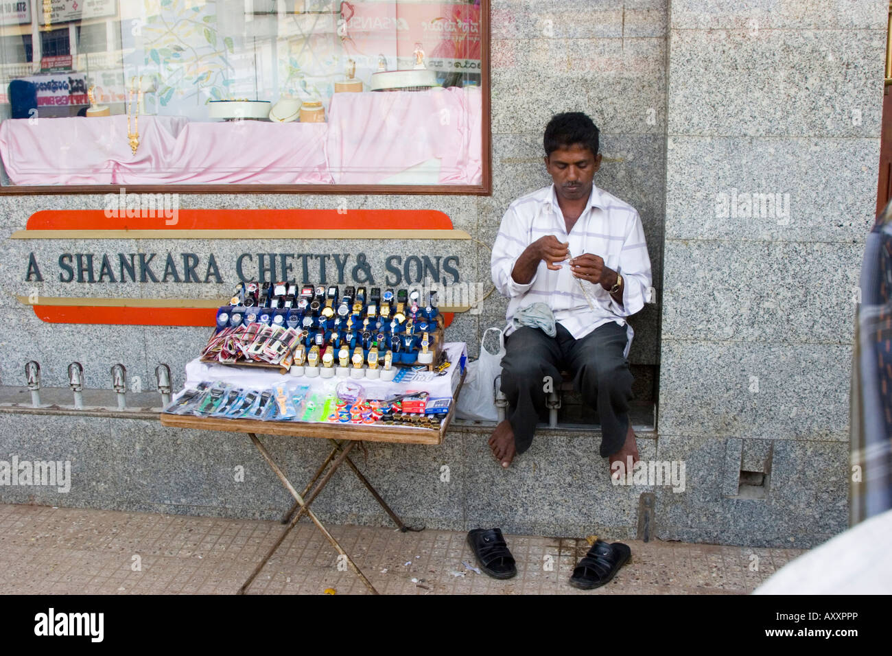 Fake designer watches for sale by a street vendor in Mysore India Stock Photo