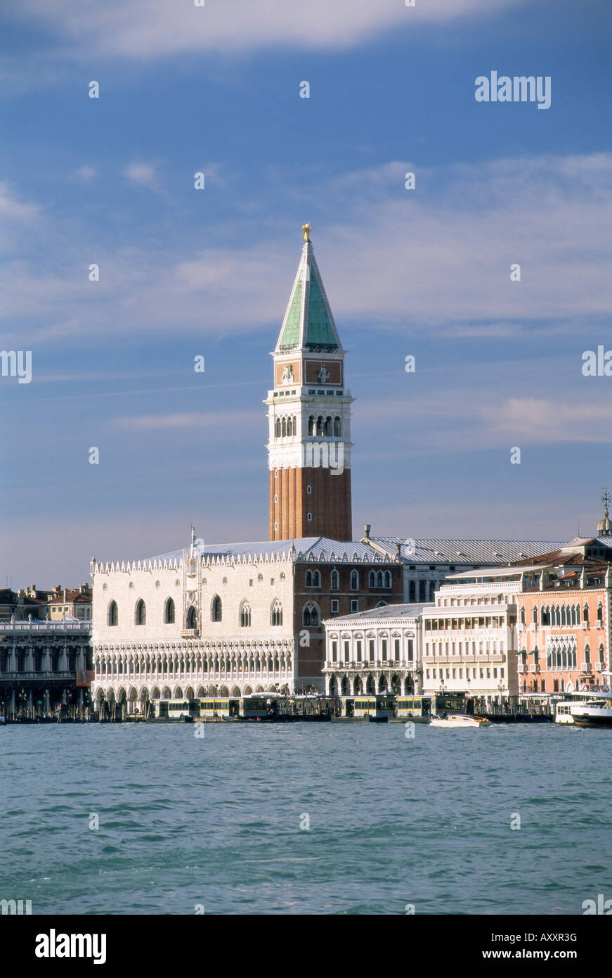 Palazzo Ducale and St. Mark's belltower (San Marco Companile), Venice, UNESCO World Heritage Site, Veneto, Italy, Europe Stock Photo