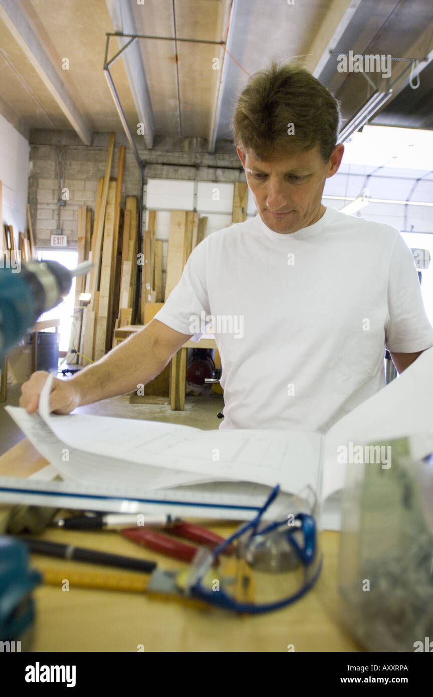 Business Owner Regular Job Woodworking Cabinet Maker Man Working