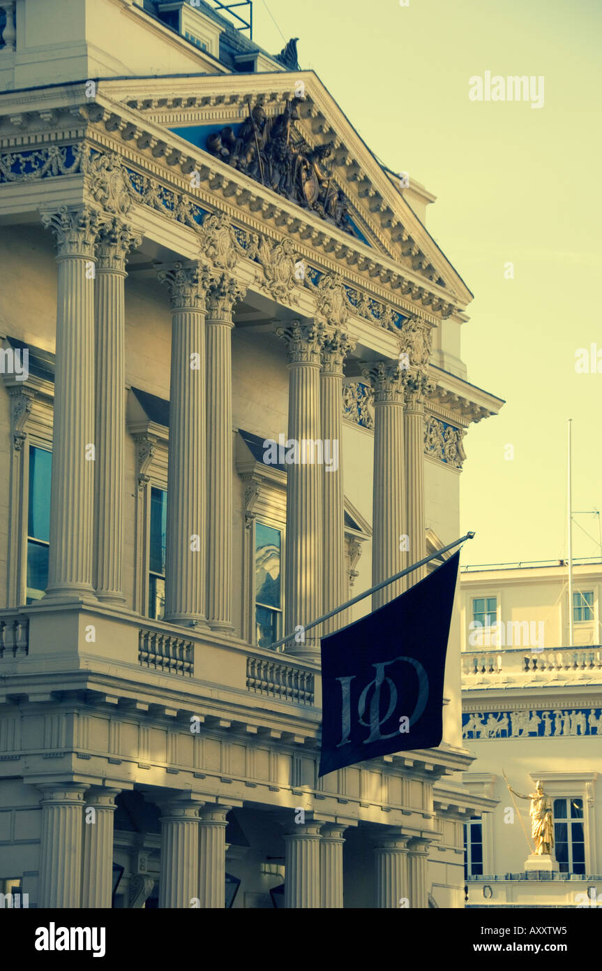 Banner outside the Institute of Directors on Pall Mall, central London Stock Photo