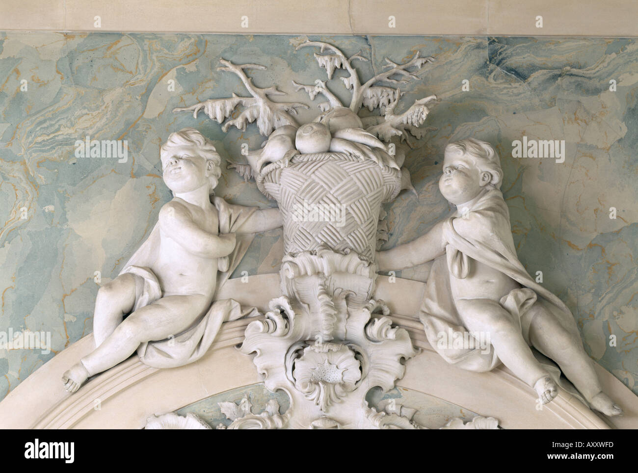 Brühl, Schloß Augustusburg, "Gardensaal, Relief ""Der Winter""" Stock Photo