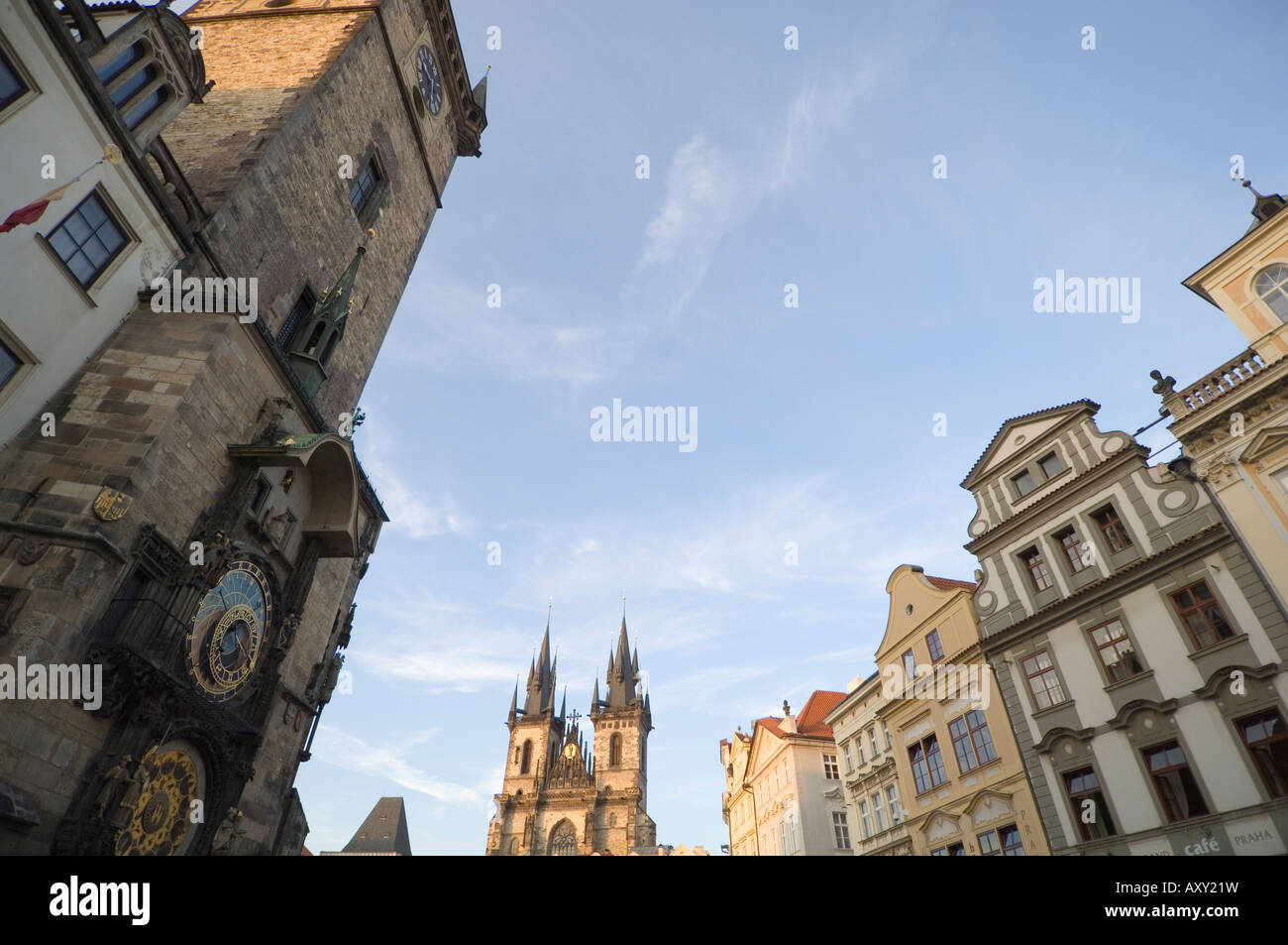 Clock, Old Town Sq, Prague, Czechoslovakian Republic Stock Photo