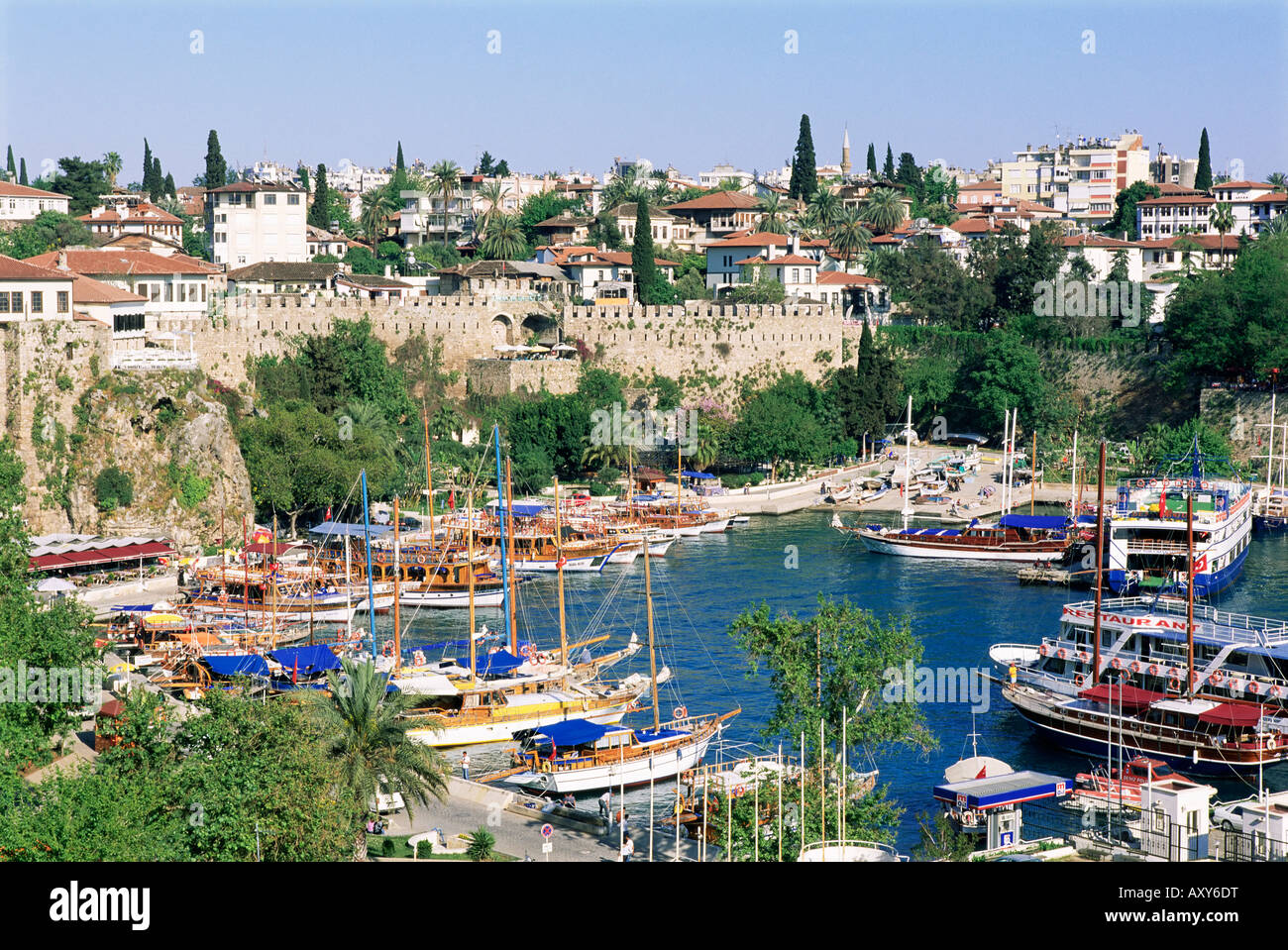 Harbour and town, Antalya, Lycia, Anatolia, Turkey, Asia Minor, Asia Stock Photo