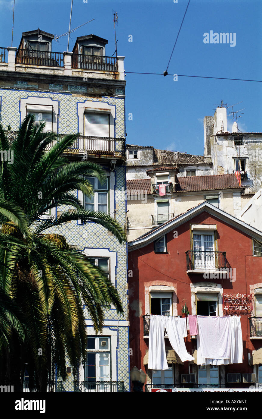 Houses in the Alfama quarter, Lisbon, Portugal, Europe Stock Photo