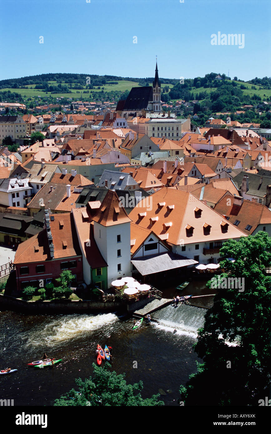 View from the castle, Cesky Krumlov, UNESCO World Heritage Site, Czech Republic, Europe Stock Photo