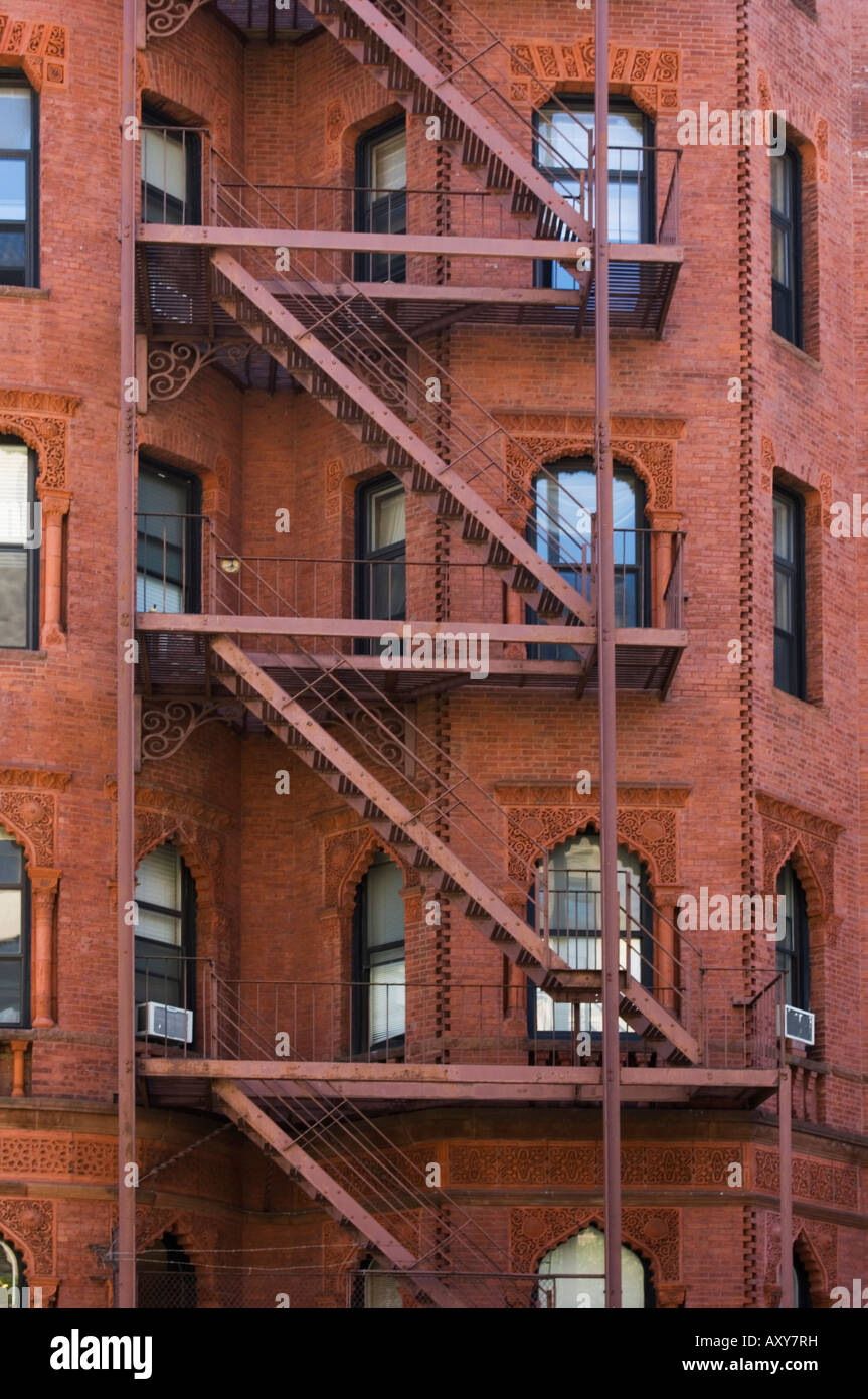 Fire escapes, Boston, Massachusetts, USA Stock Photo