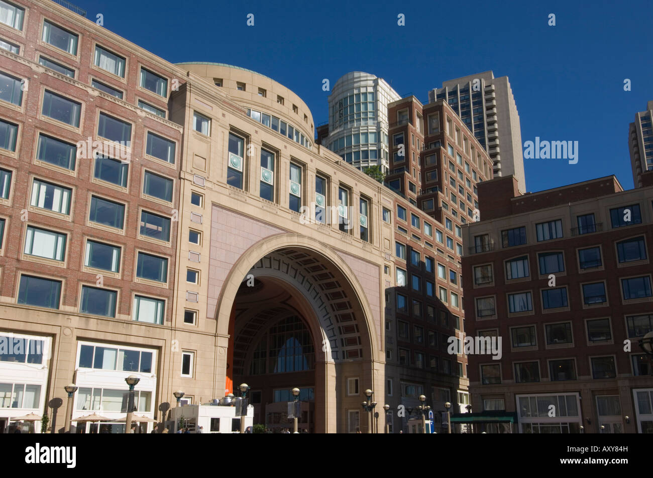 Rowes Wharf by Boston Harbor, Boston, Massachusetts, USA Stock Photo
