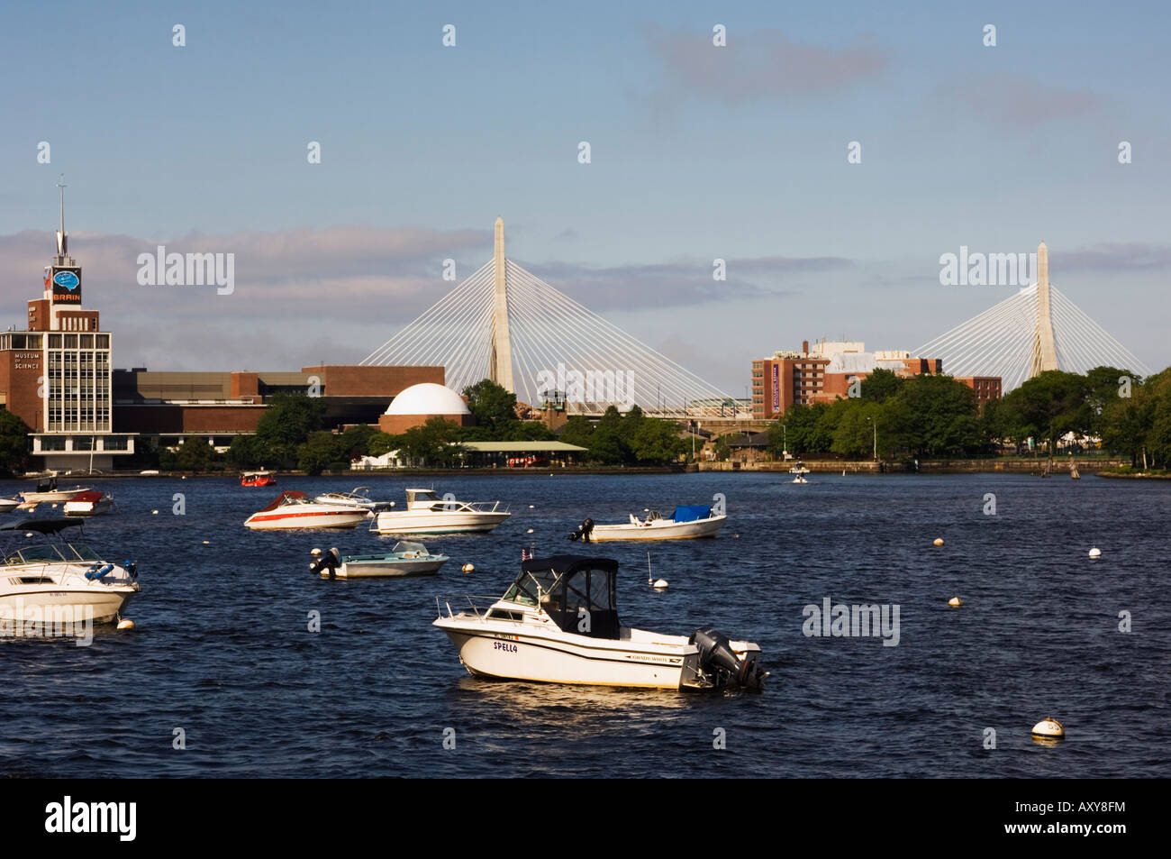 The Museum of Science and Science Park spanning the Charles River Dam, Boston, Massachusetts, USA Stock Photo