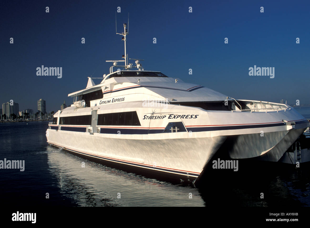 Catalina Express Ferry docked at Long Beach Harbor California Stock
