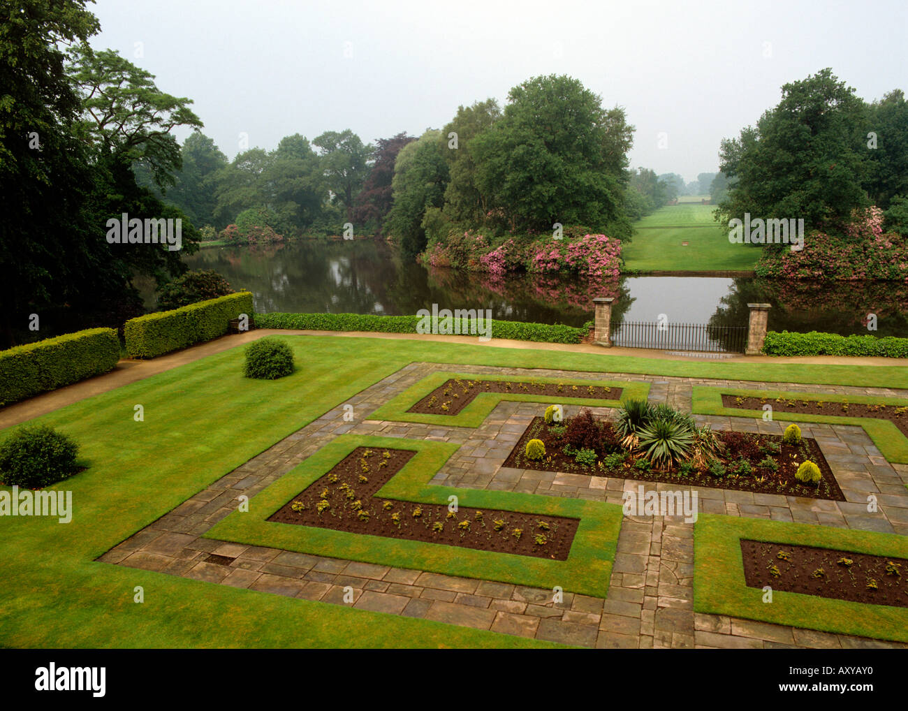 UK Cheshire Altrincham Dunham Massey House Garden and moat Stock Photo