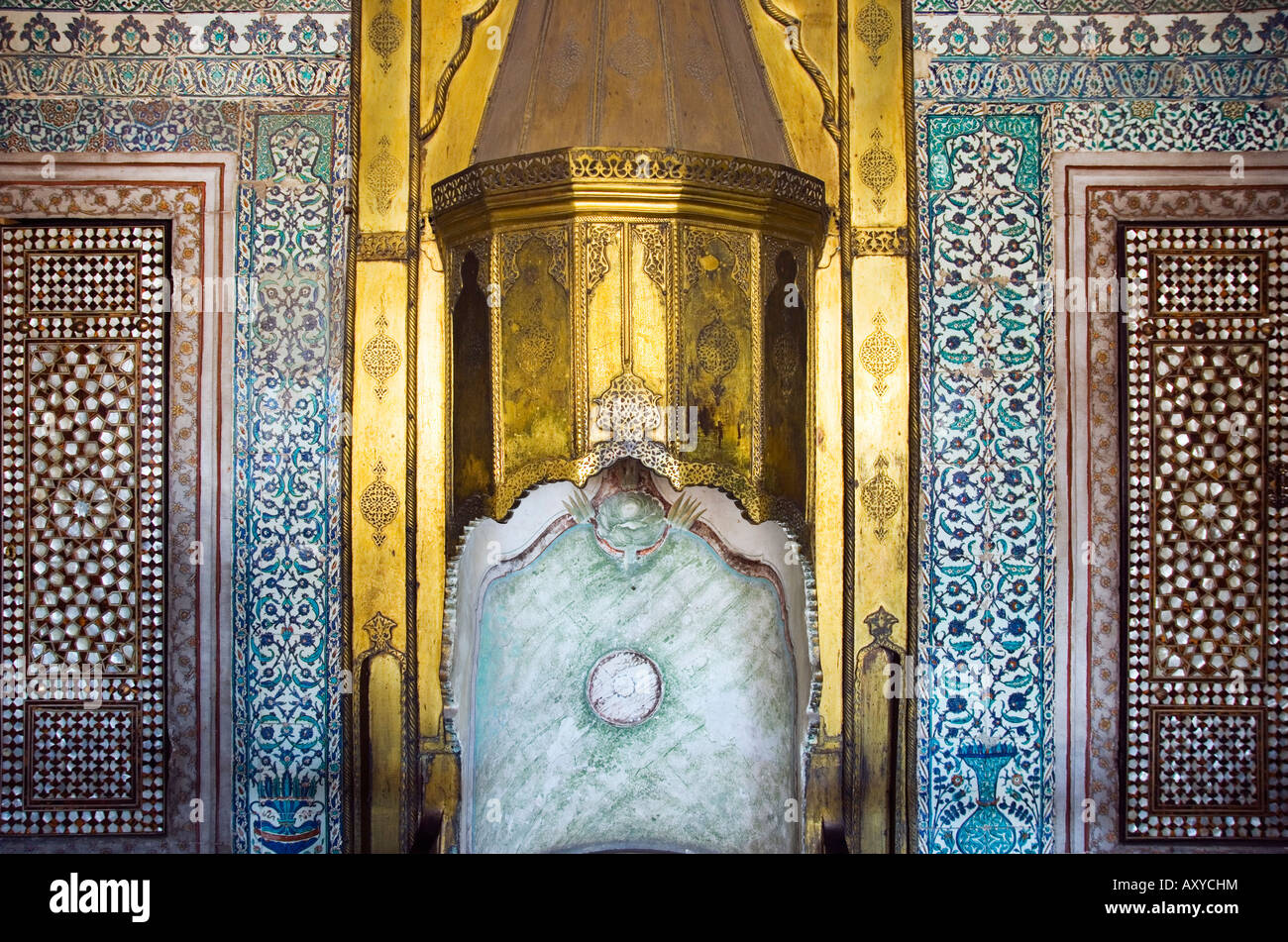 Istanbul Marmara Region Turkey; Traditional fireplace in the Topkapi Palace Harem. Stock Photo