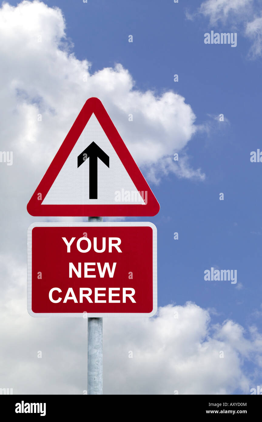 Sign in the sky for Your New Career concept image for employment related themes Stock Photo
