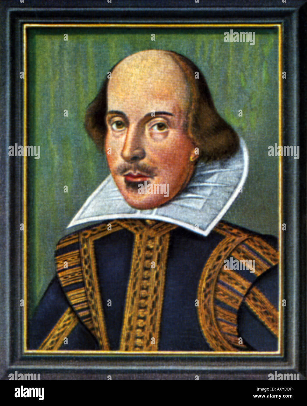 Shakespeare, William, circa 23.4.1564 - 23.4.1616, British writer / author, portrait, coloured print after contemporary picture, Stock Photo