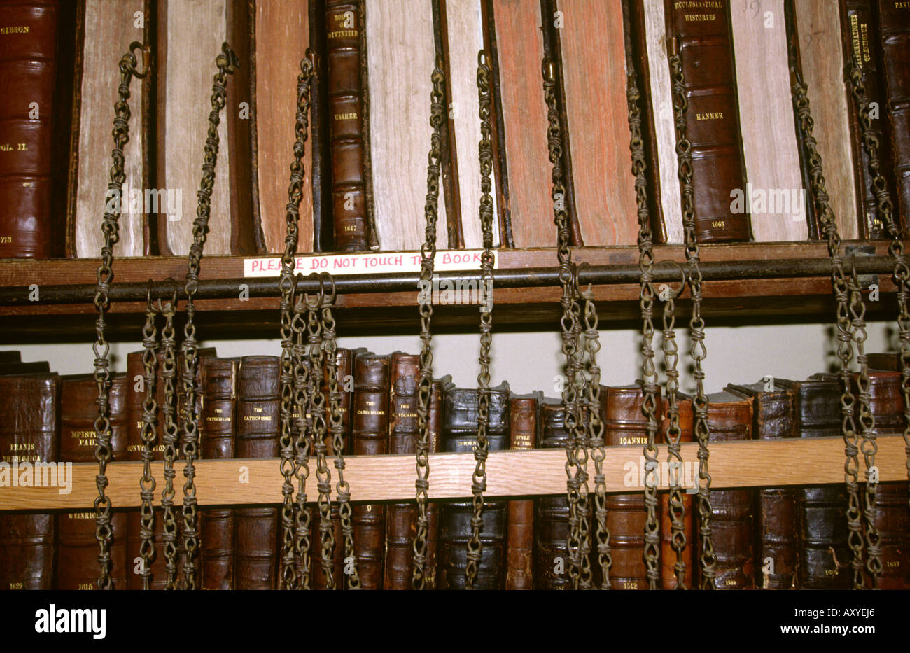 UK Dorset Wimborne Minster the chained library books and do not touch