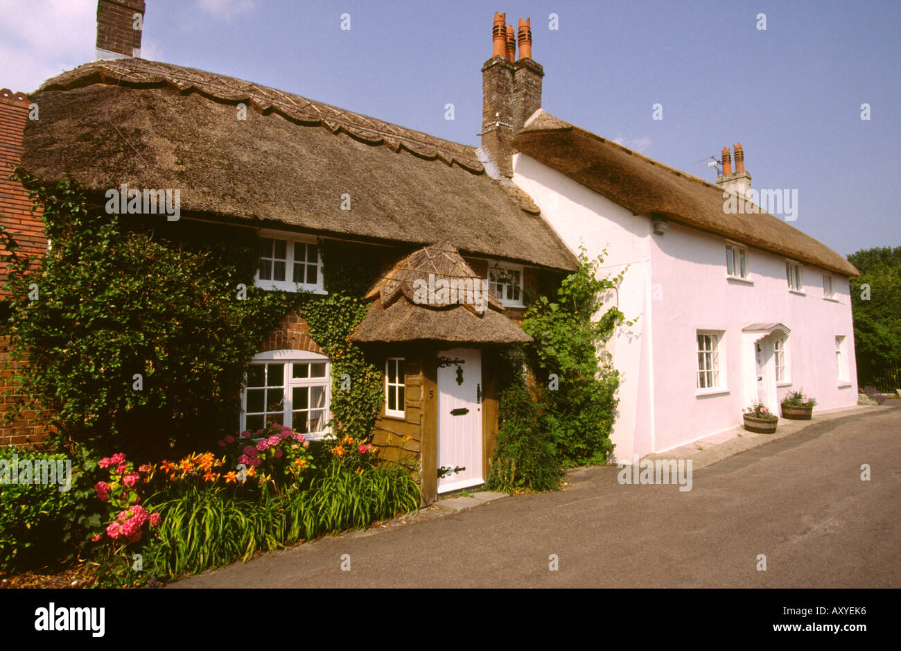 Uk England Dorset West Stafford Village Beautiful Thatched Country