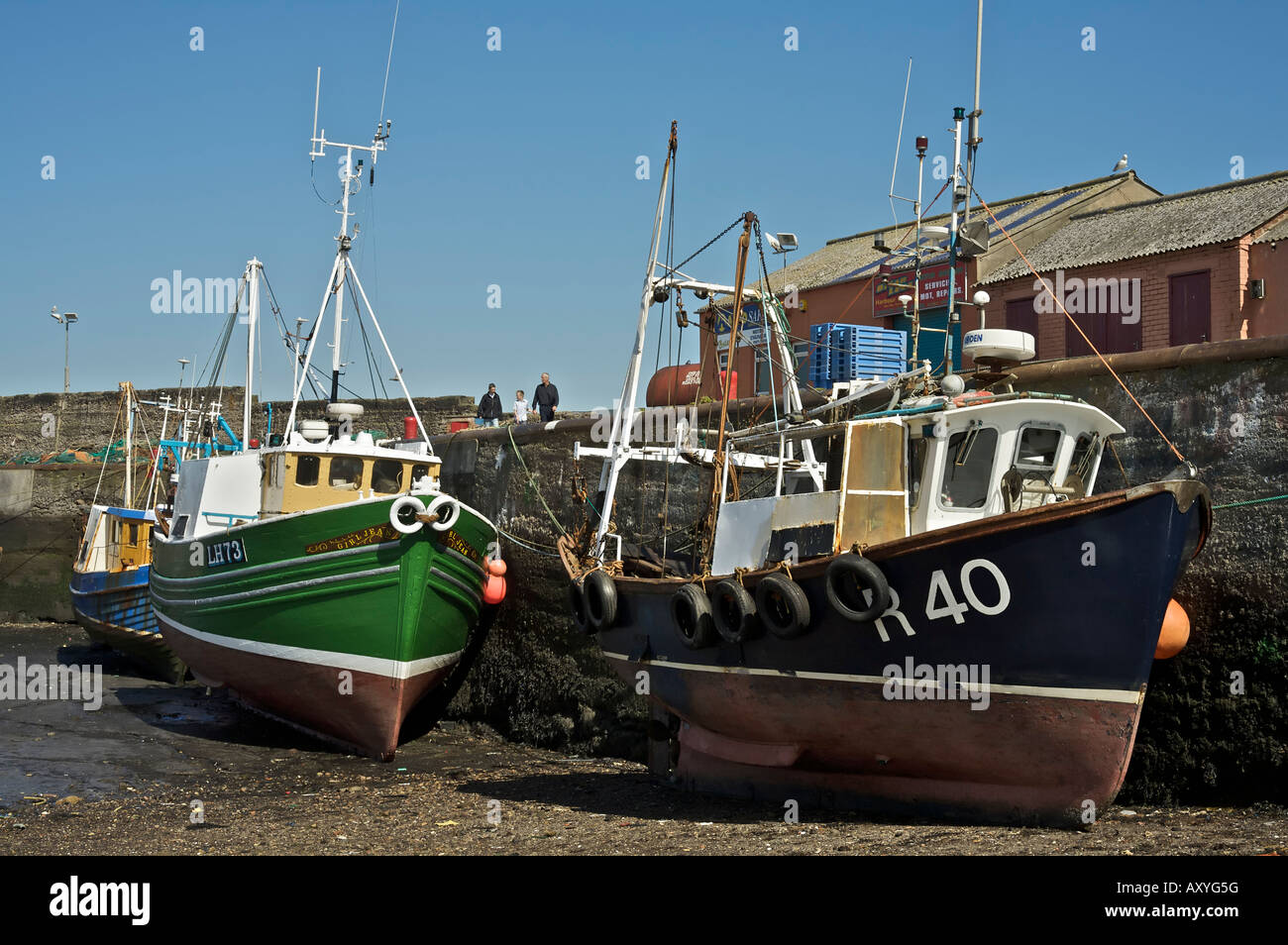 Fishing boats in Port Seton harbour. East Lothian Scotland Stock Photo