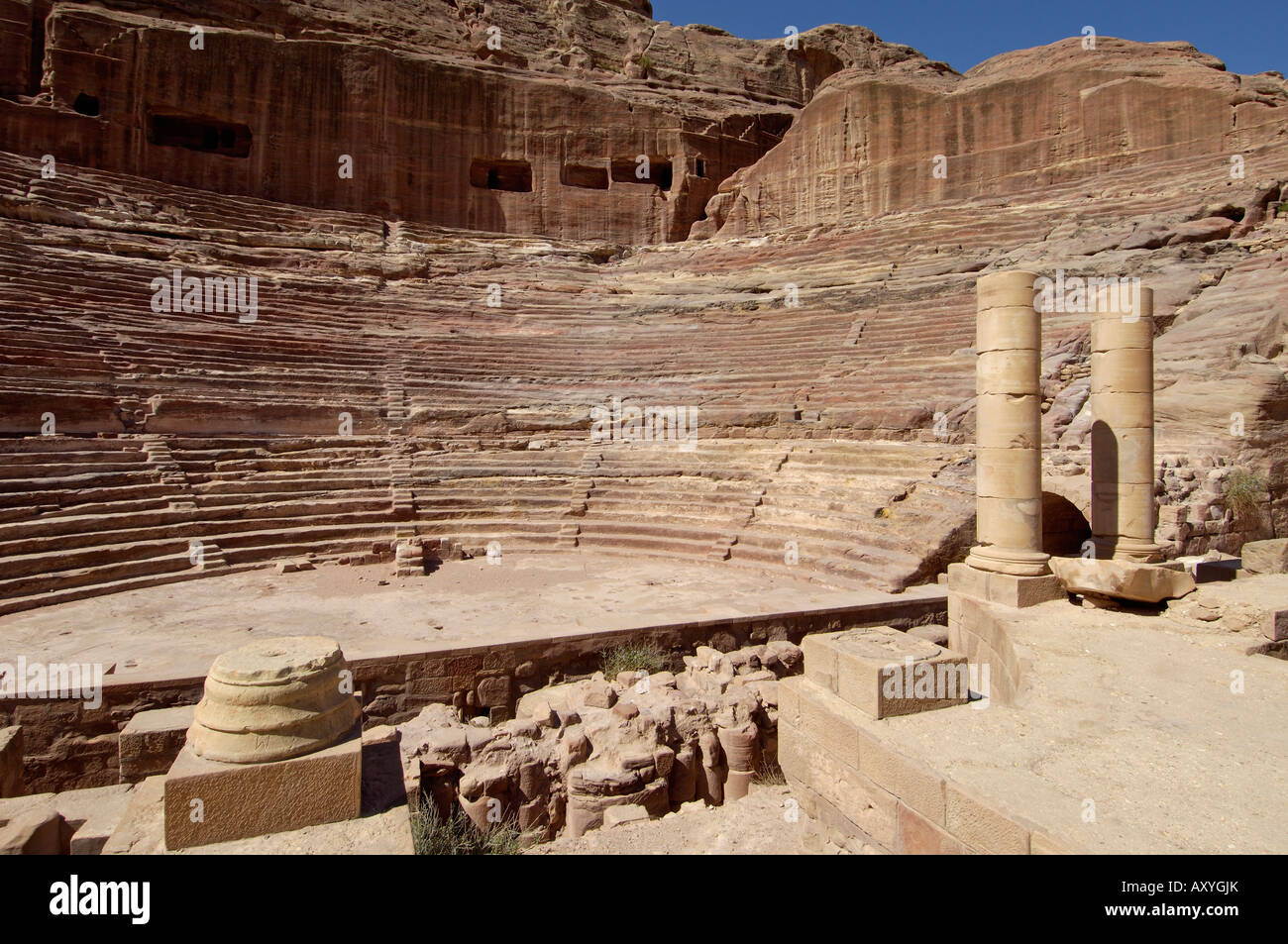 Nabatean Theatre, Petra, UNESCO World Heritage Site, Jordan, Middle East Stock Photo