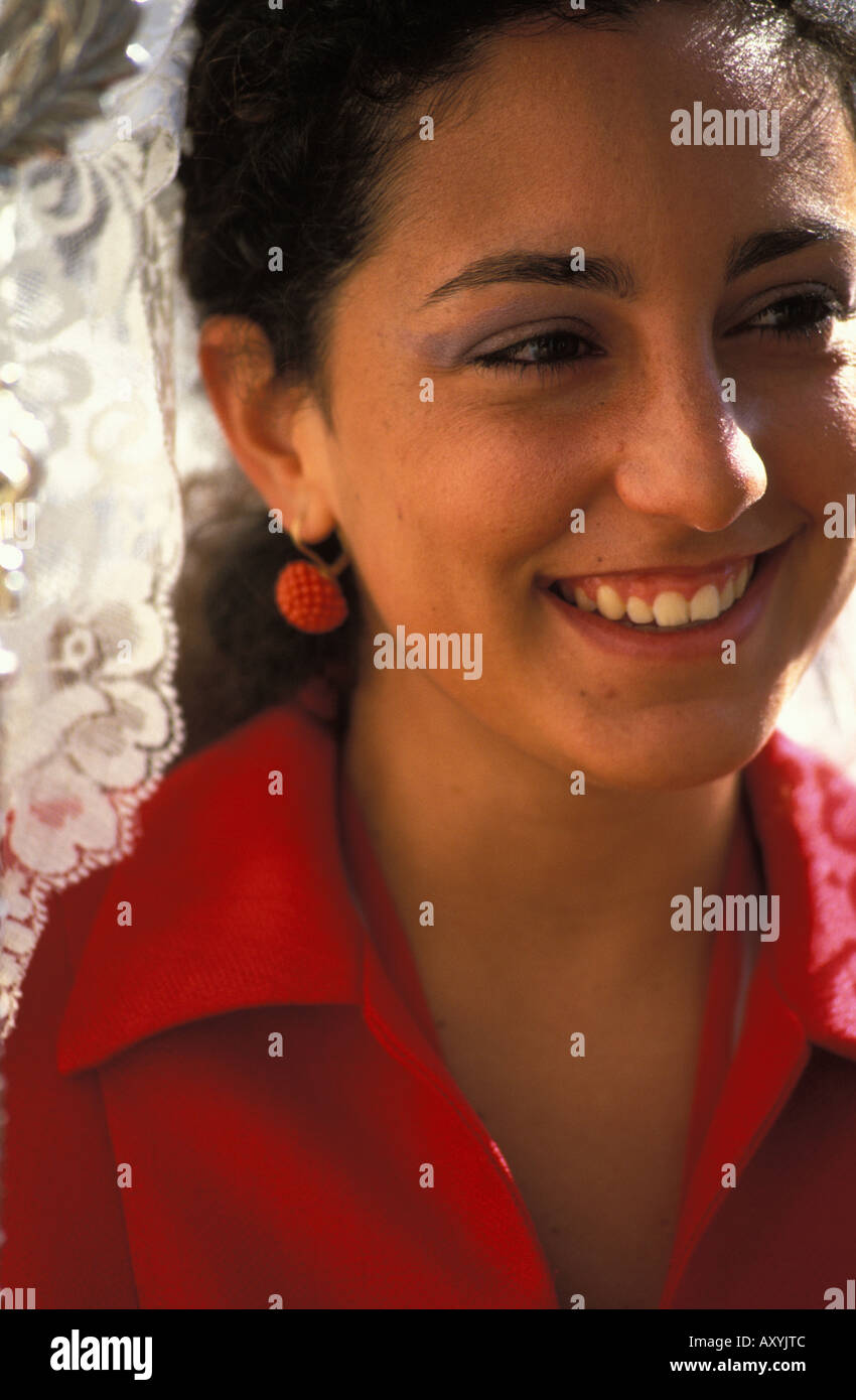 Jerez de la Frontera traditional dress for women Stock Photo