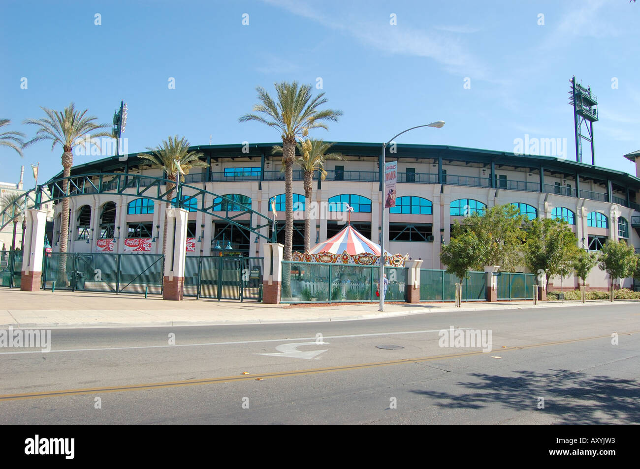 Fresno Grizzlies play baseball in the Chuckchansi stadium in downtown Fresno CA Stock Photo