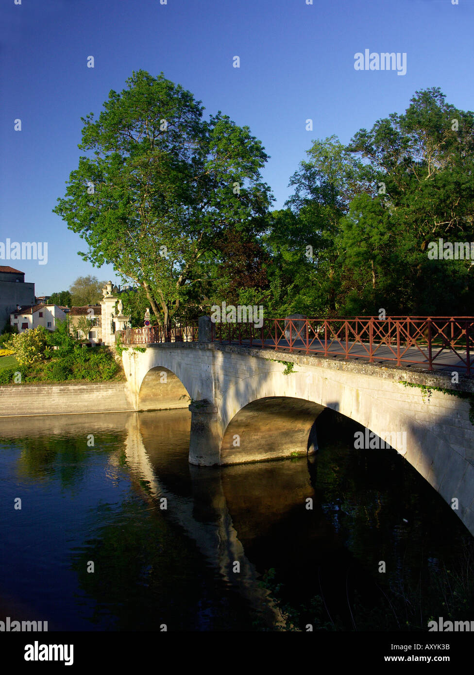 Bridge over the Charente River in Jarnac Charente France Poitou Charentes Stock Photo