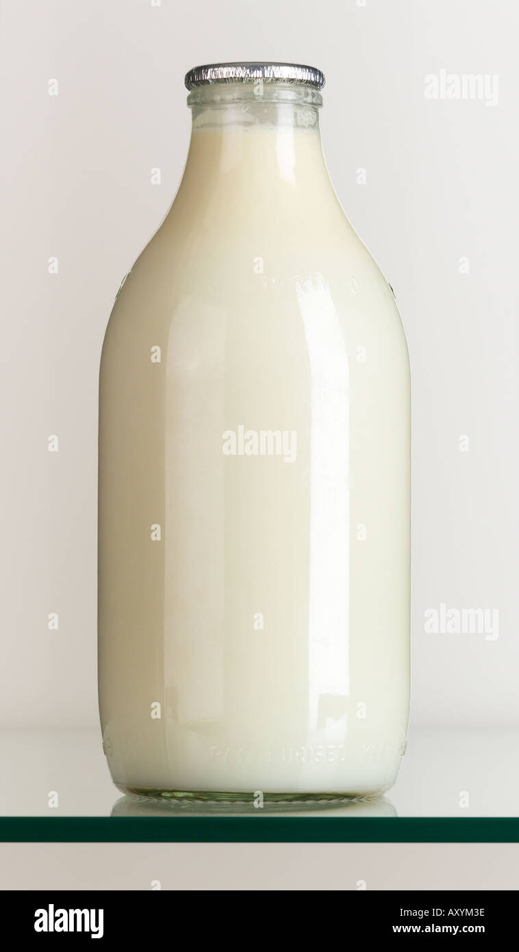 Bottle of full cream milk Stock Photo