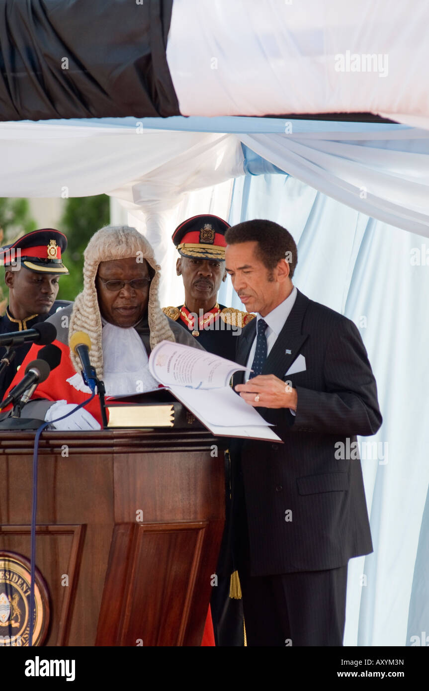 Inauguration of Seretse Khama Ian Khama fourth President of The Republic of Botswana Stock Photo