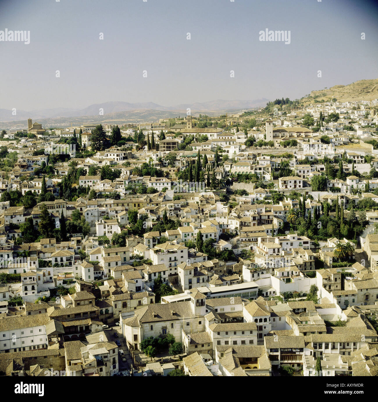 geography / travel, Spain, Granada, city view, cityscape, view from Alhambra, , Stock Photo