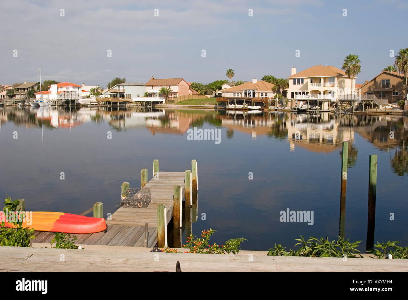 Houses on canal system in South Padre Island Corpus Christi TX Texas