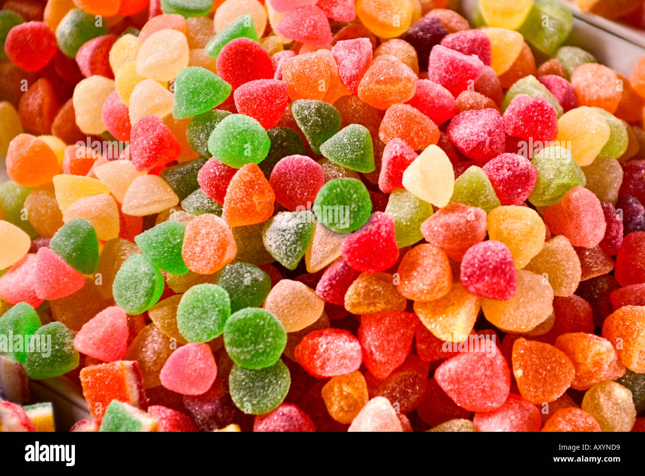 Close up of bright colorful gum drops Stock Photo