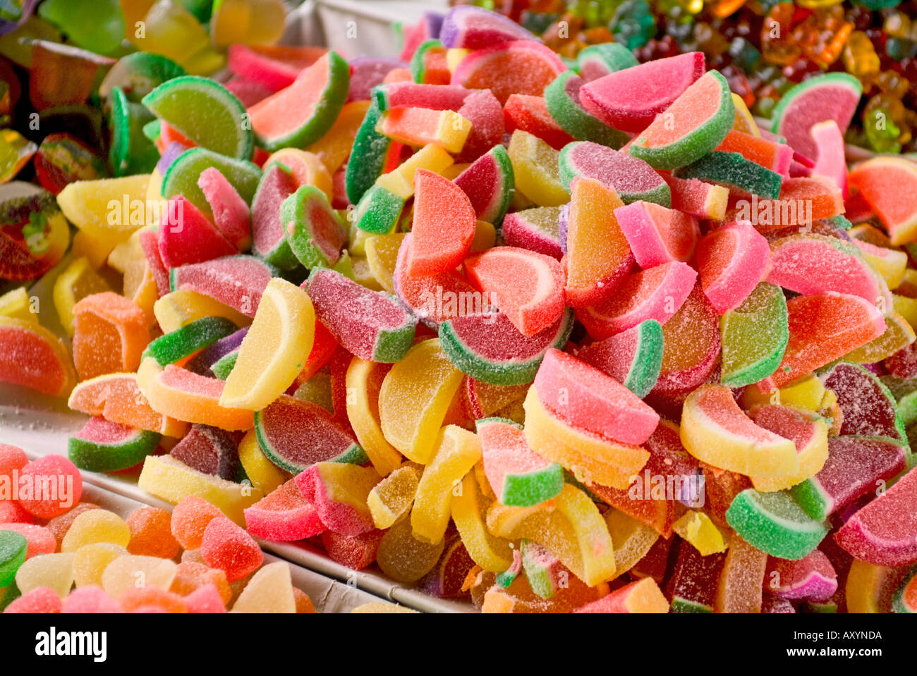 Colorful candy fruit slices being sold in bulk Stock Photo Alamy