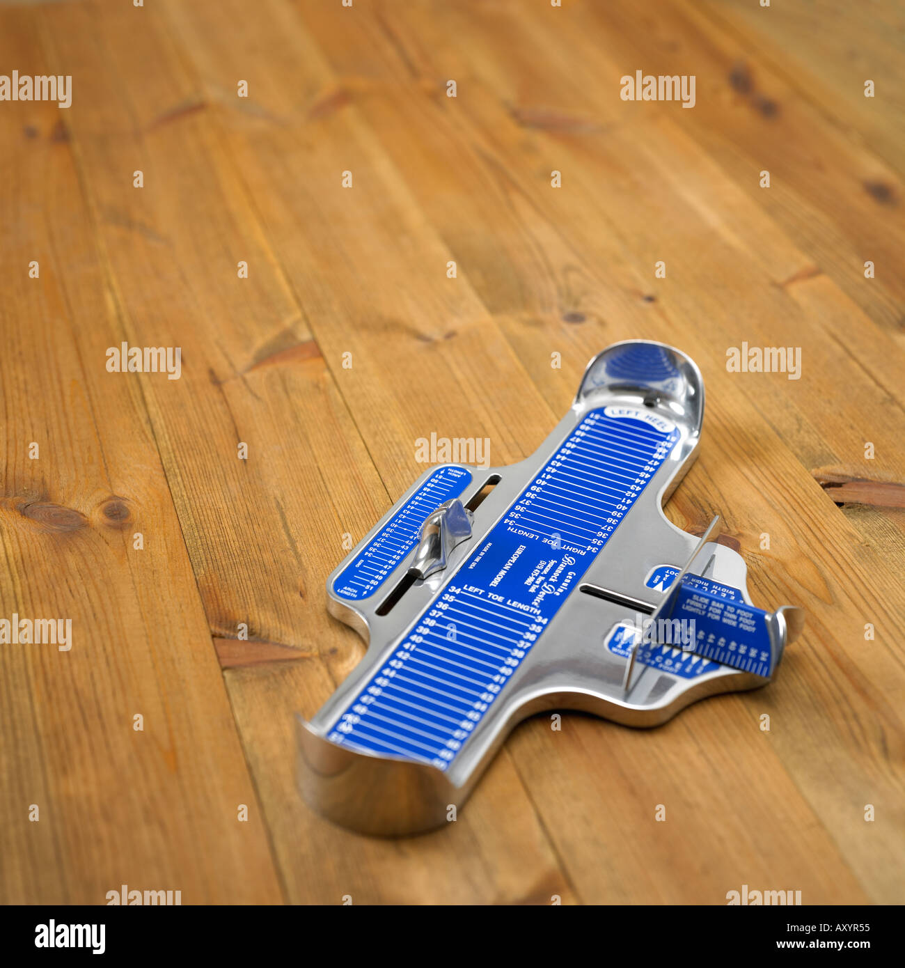 Brannock Device foot measuring tool commonly used in shoe shops Stock Photo