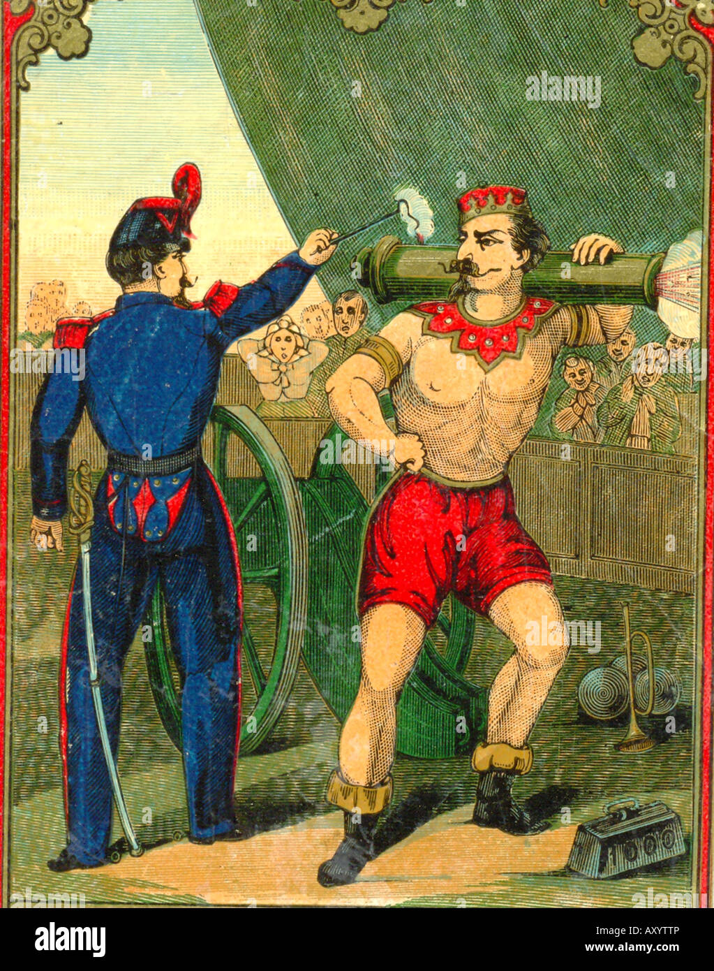 Circus scene showing weightlifter Stock Photo