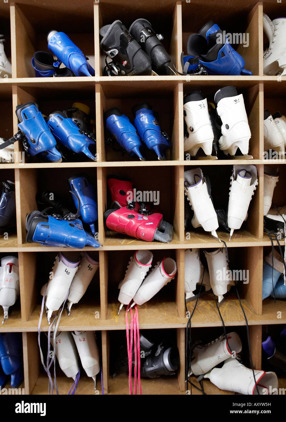 Rental ice skates. Stock Photo