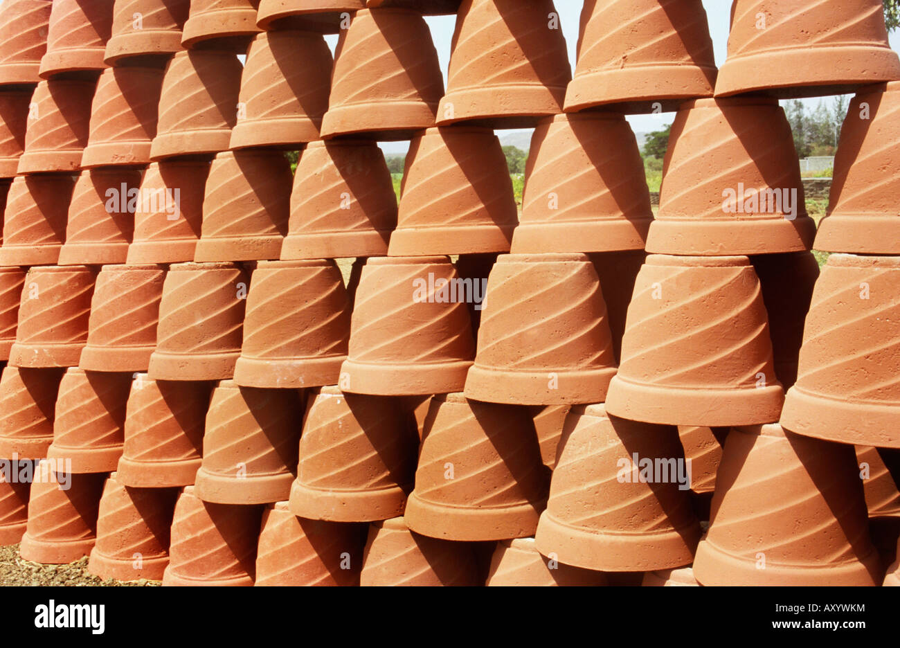 Flower pots on the ground, for sale at Pune Stock Photo Alamy