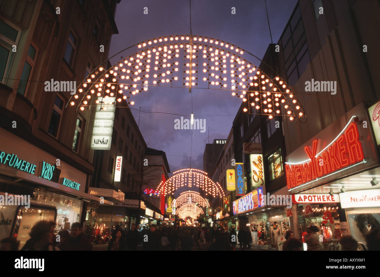 yuletide lightning in downtown, Germany, North Rhine-Westphalia, Ruhr Area, Bochum Stock Photo