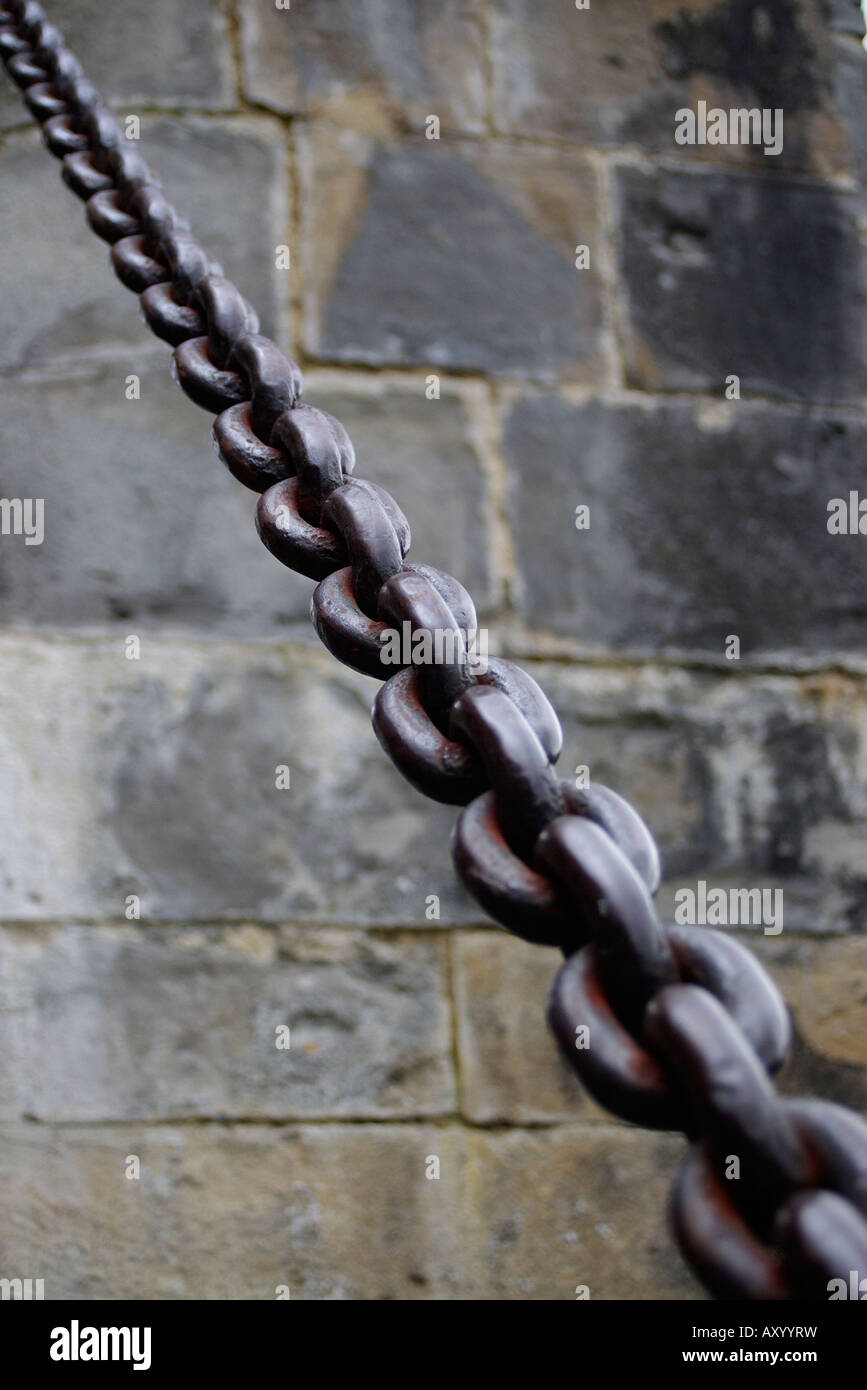 The first plane of the links of an iron chain Stock Photo