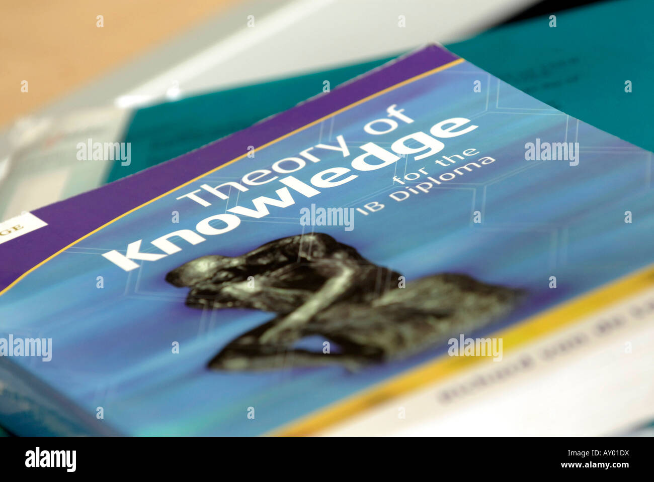 Close-up of International Baccalaureate "Theory of Knowledge" book in a schoolroom Stock Photo