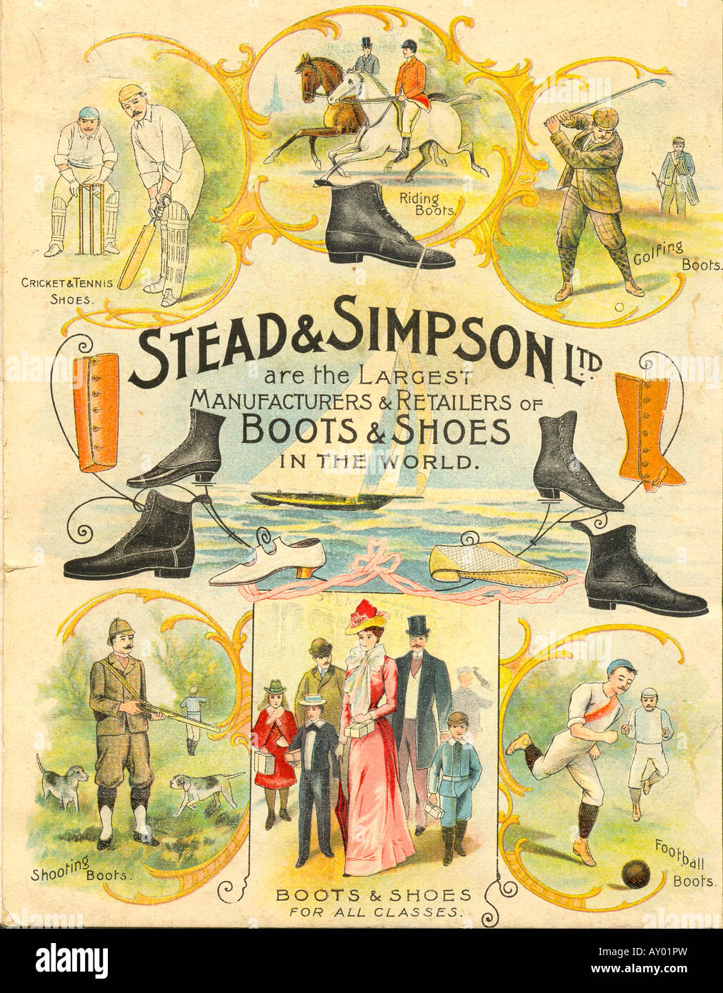 Victorian catalogue cover for Boots & Shoes Stock Photo