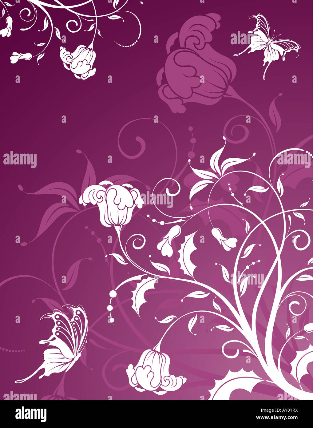 Abstract flower background with butterfly Stock Photo - Alamy