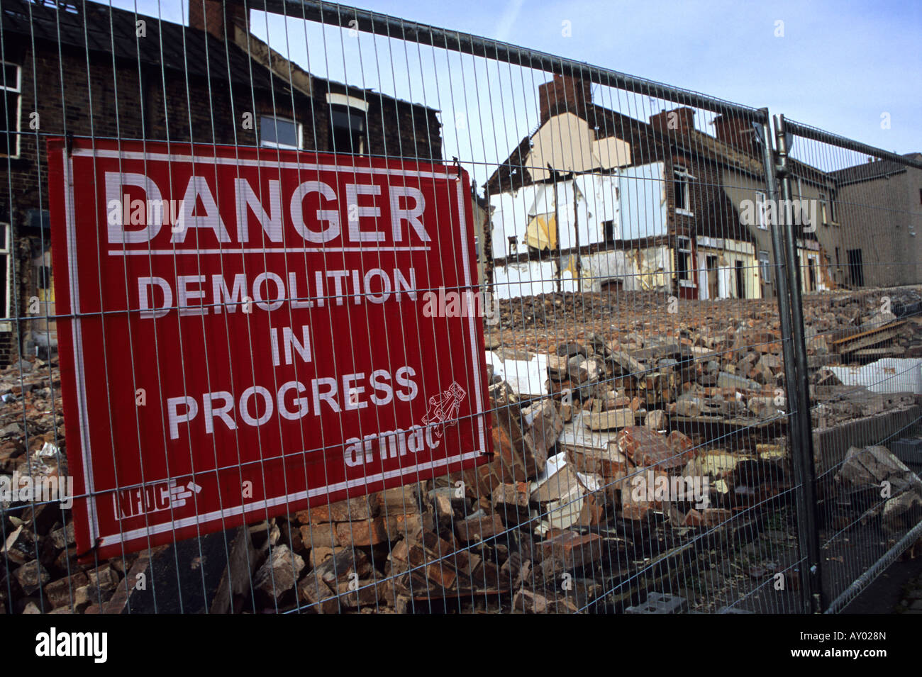 Demolition In Progress Sign Hanley Stoke-on-Trent Stock Photo