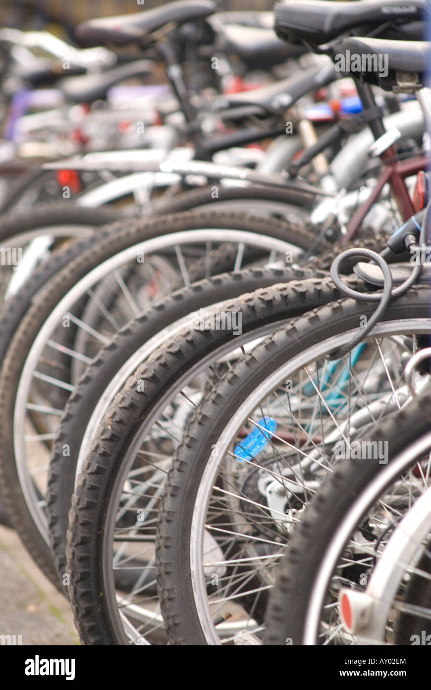 bike wheels locked Stock Photo Alamy