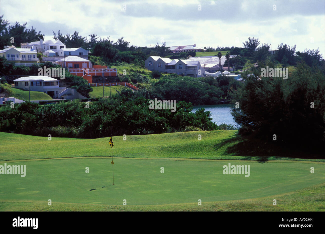 Colourful painted houses behind St. George's golf course, Bermuda Stock  Photo - Alamy